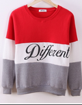 Contrast Color Letter Splicing Print Pullover Scoop Sweatshirt - Oh Yours Fashion - 1