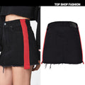 Zipper High Waist Packets Patchwork Slim Short Denim Skirt