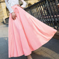 Straps High Waist Solid Color Loose Long Pleated Beach Chiffon Skirt
