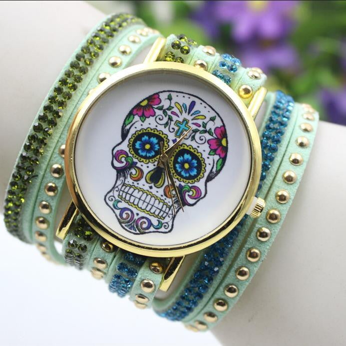 Beautiful Flower Skull Lint Bracelet Watch - Oh Yours Fashion - 1