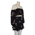 Flower Print Chiffon Off the Shoulder Crop Top with High Waist Short Skirt Women Two Pieces Dress Set