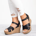 Roman Open Toe Platform Ankle Wrap Wedge Women Sandals
