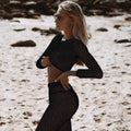 Transparent Hollow Out Crop Top with Long Skinny Pants Women Two Pieces Beach Set