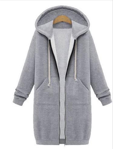 Hooded Long Sleeves Mid-length Zipper String Coat - OhYoursFashion - 2