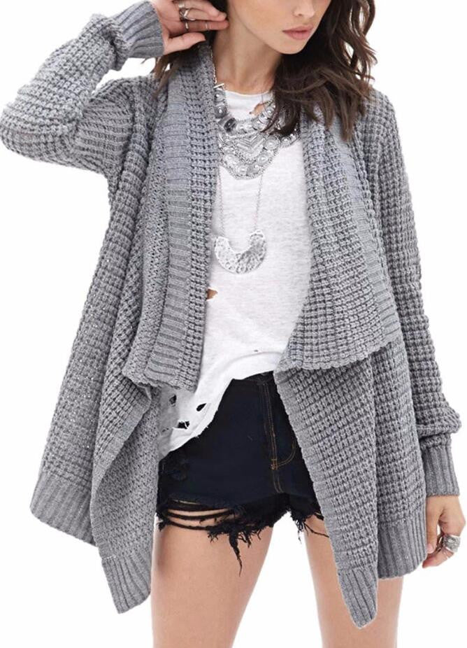 Leisure Hollow-Out Irregular Ladies Knitted Cardigan - Oh Yours Fashion - 1