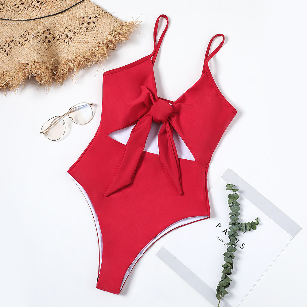 Sexy Cutout Strappy Print High Cut Swimsuit