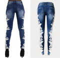 Lace Patchwork Hollow Skinny Straight High Waist Jeans - OhYoursFashion - 5
