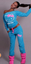 Hello Kitty Print T-shirt Pants Activewear Two Pieces Sports Suit - Oh Yours Fashion - 2