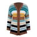 Open Front Colorblock Striped Knit Cardigan
