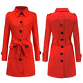 Stand Collar Buttons Pockets Solid Color Women Oversized Coat with Belt