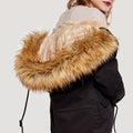 Faux Fur Collar Hooded Women Short Loose Drawstring Coat