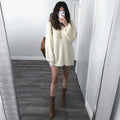Candy Color Long Lantern Sleeves Loose Long Women Pullover Sweaters