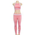 Crop Top with High Waist 9/10 Leggings Women Pink Two Pieces Yoga Sports Set