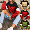 Color Block Patchwork Women Crop Sweatshirt