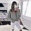 V-neck Loose Long Batwing Sleeves Candy Color Pullover Sweater