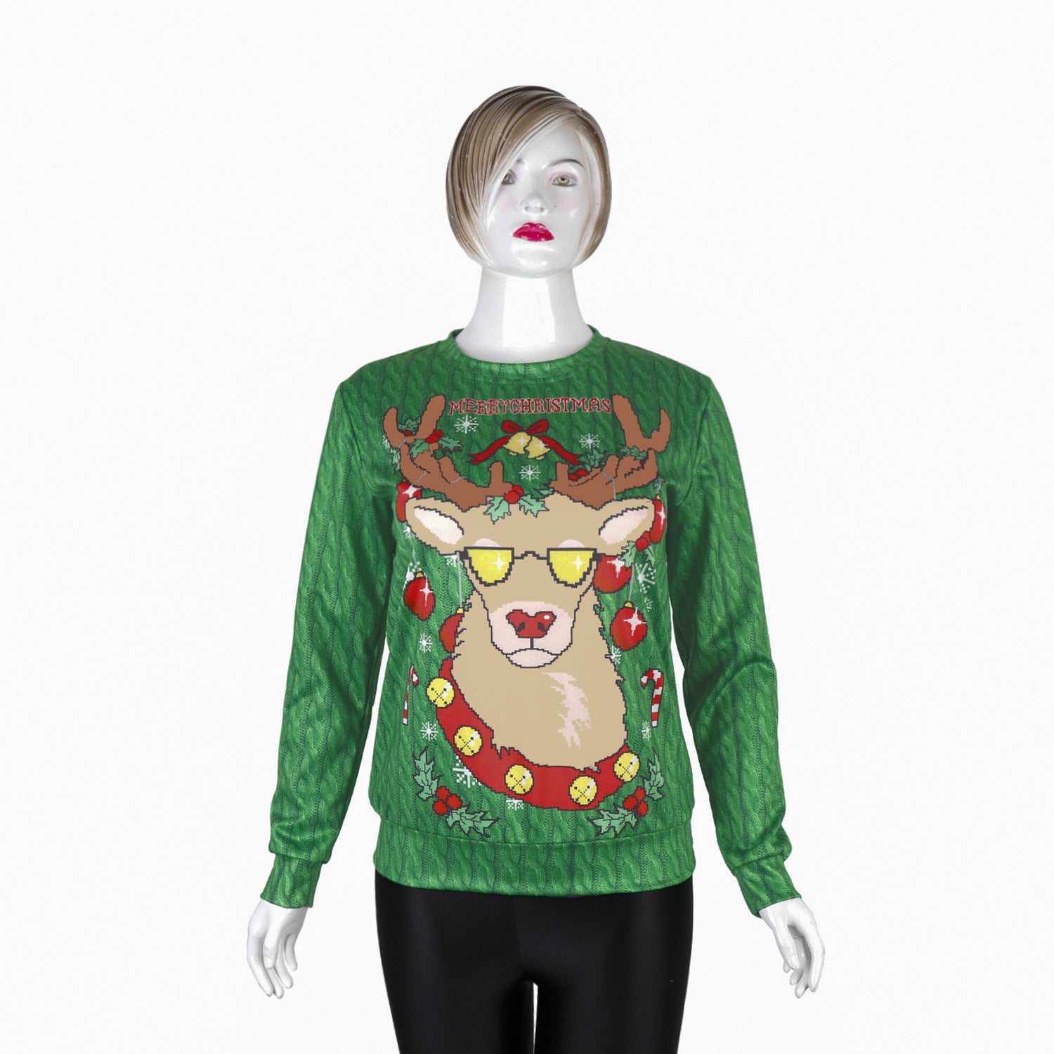 Reindeer Digital Print Women Christmas Party Sweatshirt