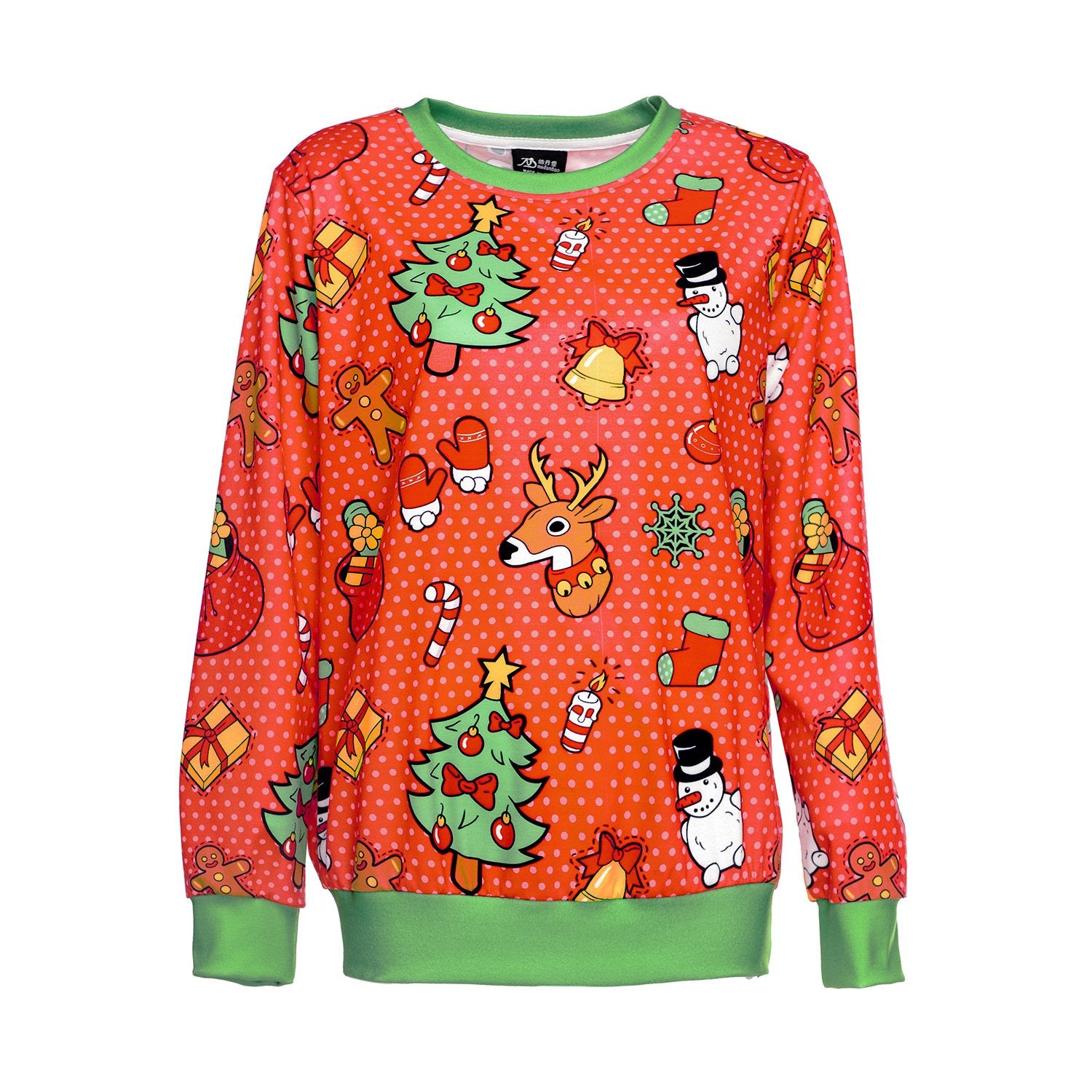 Reindeer Christmas Tree Print Women Scoop Party Sweatshirt