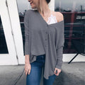 V-neck Buttons Loose Long Sleeves Long Cardigan