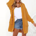 Candy Color Pockets Cable Knit Women Long Cardigan