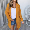 Candy Color Pockets Cable Knit Women Long Cardigan