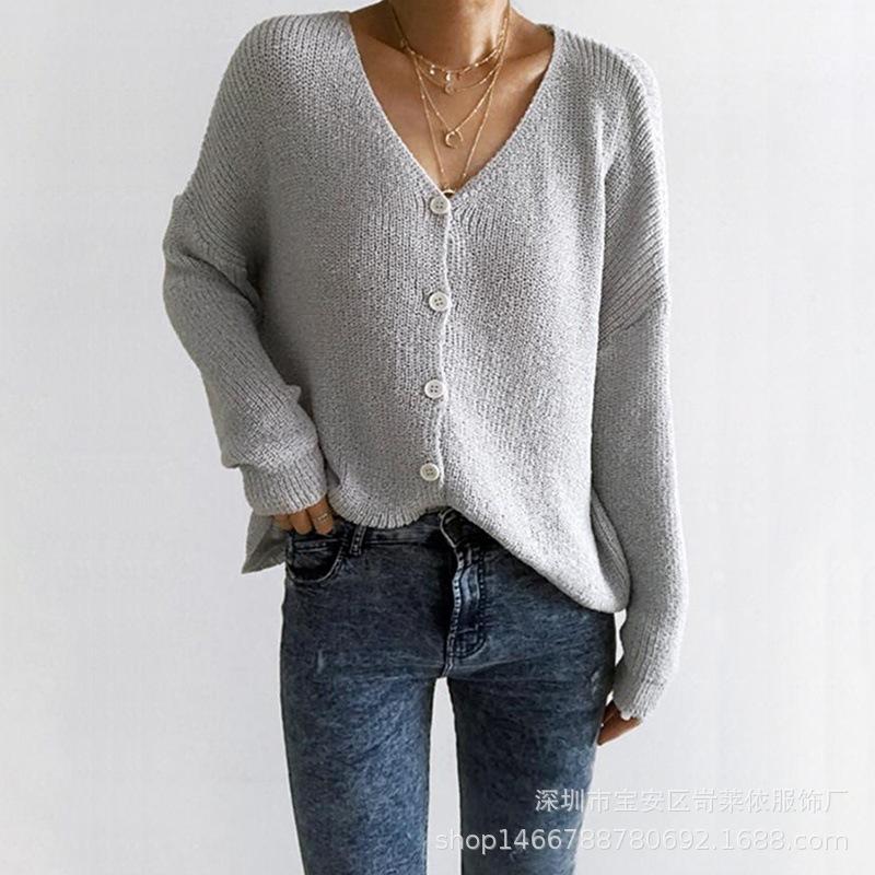V-neck Buttons Loose Cardigan Women Sweater