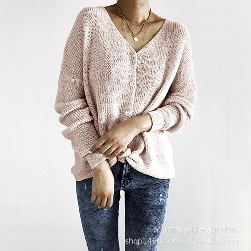 V-neck Buttons Loose Cardigan Women Sweater