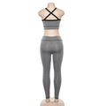 Mesh Patchwork Halter Crop Top with High Waist Long Skinny Pants Women Two Pieces Set