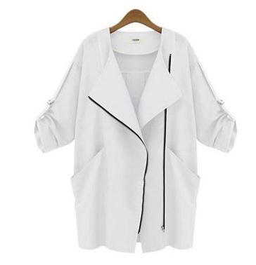 Fashion Lapel Long Sleeves Mid-length Zipper Coat - OhYoursFashion - 6