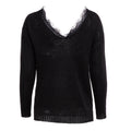 V-neck Lace Pure Color Knitting Sweater?