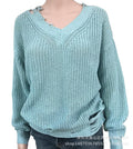 Deep V-neck Beggar Style Holes Loose Pullover Sweater