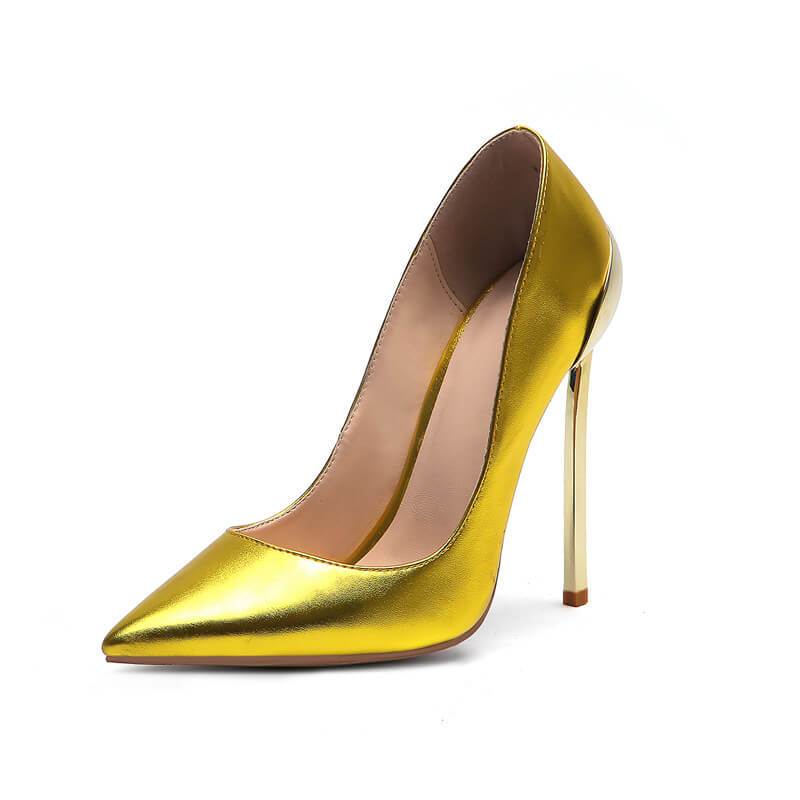 Patent Leather Bright Color Pointed Toe Stiletto Heel Pumps