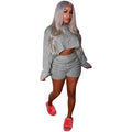 Cable Knit Cropped Sweater with High Waist Knit Shorts Women Two Pieces Set