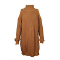 Turtleneck High Neck Bear Shoulder Loose Oversized Sweater Dress