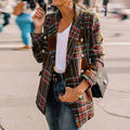Lapel Plaid Double Breasted Coat