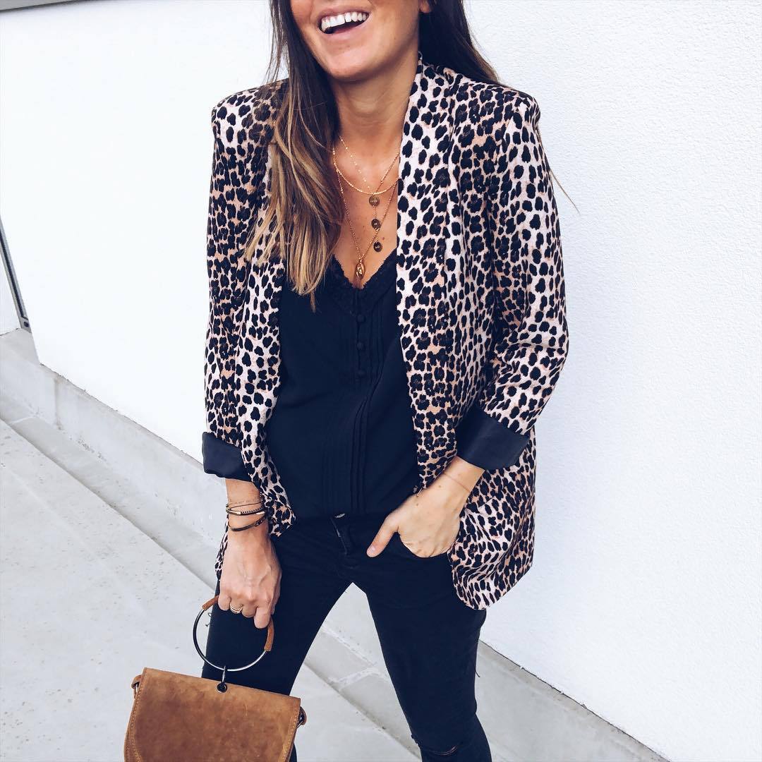 Sneak Pattern Leopard Women Loose Blazer