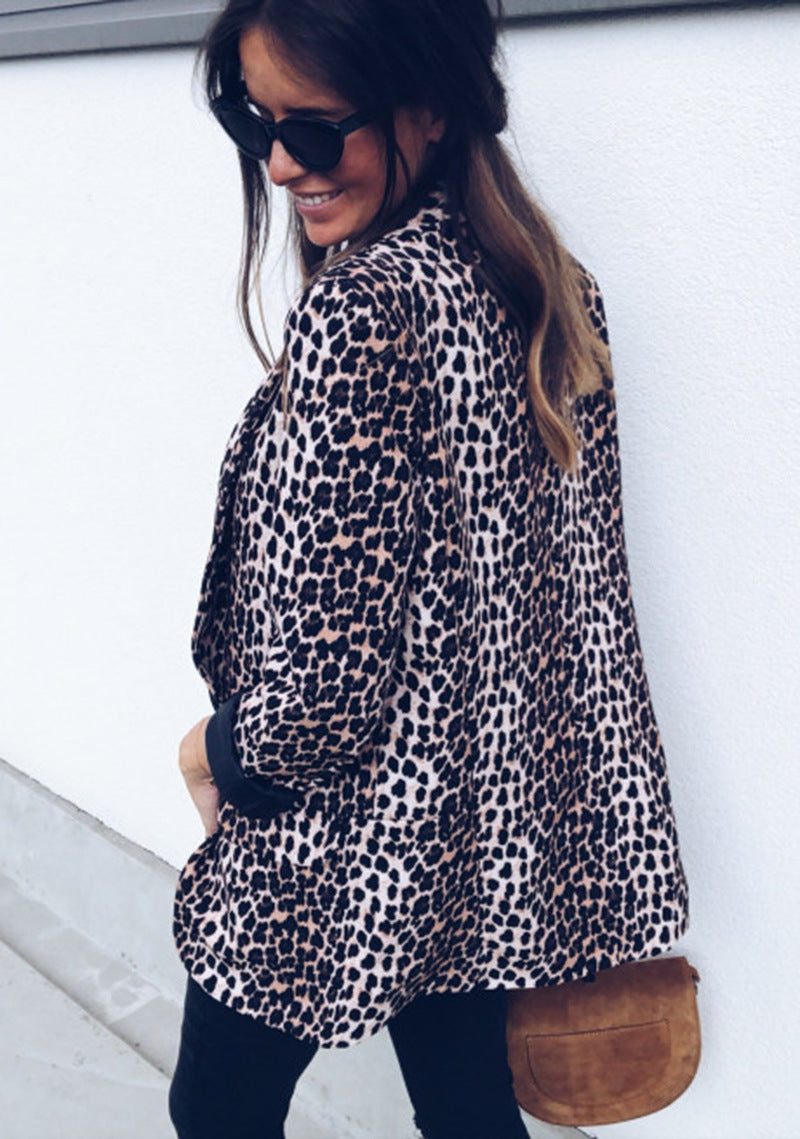 Sneak Pattern Leopard Women Loose Blazer