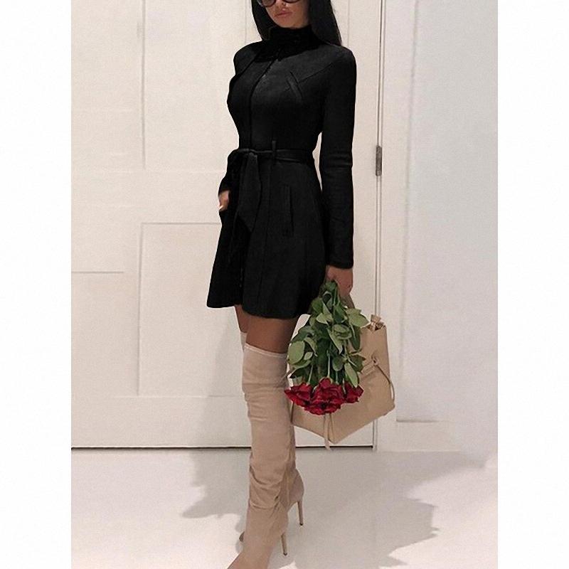 Stand High Neck Solid Color Slim Women Oversized Coat