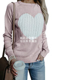 Heart Patchwork Scoop Women Slim Pullover Sweater