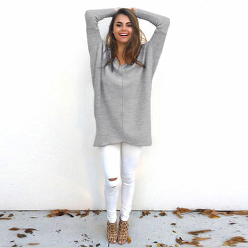 Fashion V-Neck Long-Sleeve Sweater - Oh Yours Fashion - 1