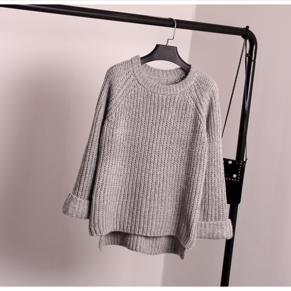 Korean Style Loose Spiit Knit Pullover Solid Color Sweater - Oh Yours Fashion - 1