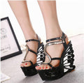 Sexy Hollow Out Platform High Wedge Sandals Club Shoes - OhYoursFashion - 3
