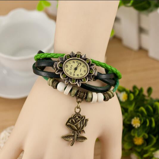 Retro Style Rose Pendant Multilayer Watch - Oh Yours Fashion - 3