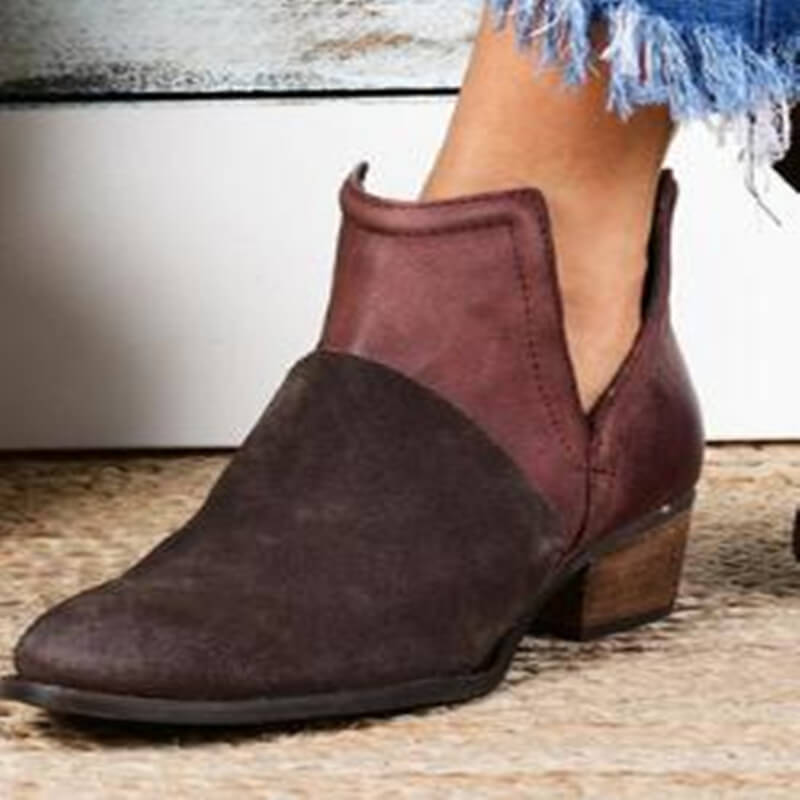 Leather Chunky Heel Ankle Boots