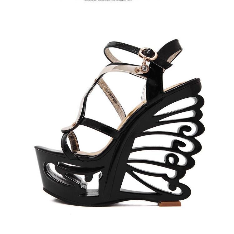 Sexy Hollow Out Platform High Wedge Sandals Club Shoes - OhYoursFashion - 5