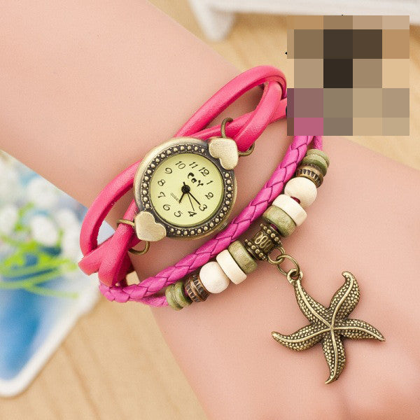 Heart Starfish Woven Bracelet Watch - Oh Yours Fashion - 1
