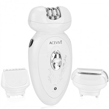 Acevivi 3 In 1 Set Rechargeable LED Indicator Light Lady Epilator Shaver Clipper Head With Brush White - Oh Yours Fashion