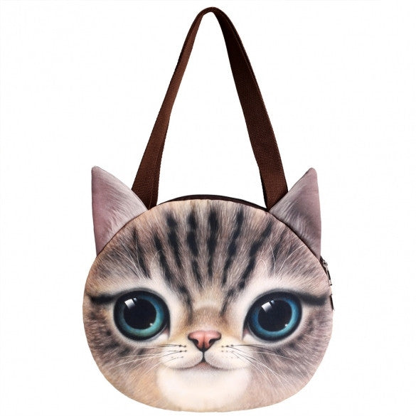 Finejo Fashion Women Cat Head Print Shoulder Bag Tote Clutch Handbag Purse - Oh Yours Fashion - 1