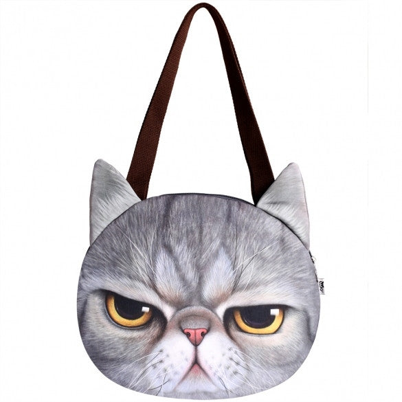 Finejo Fashion Women Cat Head Print Shoulder Bag Tote Clutch Handbag Purse - Oh Yours Fashion - 4