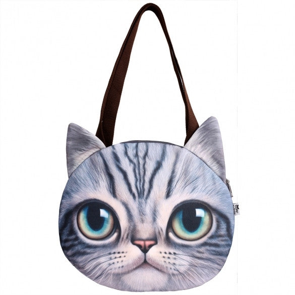 Finejo Fashion Women Cat Head Print Shoulder Bag Tote Clutch Handbag Purse - Oh Yours Fashion - 5