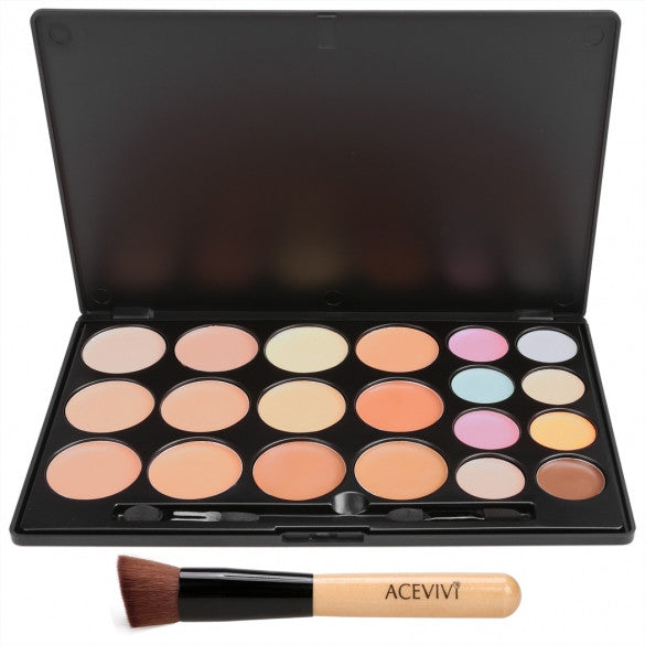 ACEVIVI 20 Colors Makeup Face Cream Concealer Palette + Powder Brush - Oh Yours Fashion - 1
